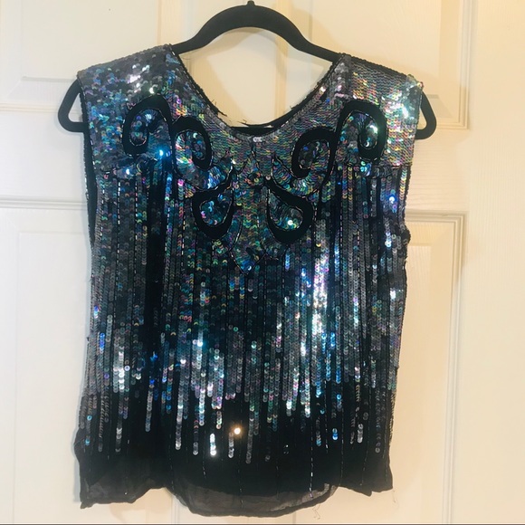 Tops - VINTAGE SEQUIN TOP by STAR GROUP